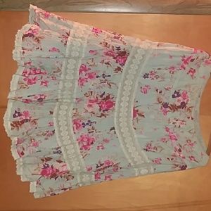 Floral skirt Mint green multi color
